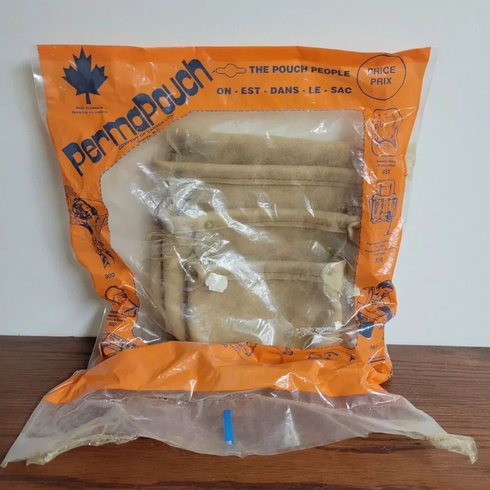 Vintage NOS PermaPouch Suede Carpenter Apron Tool Belt Made in Canada